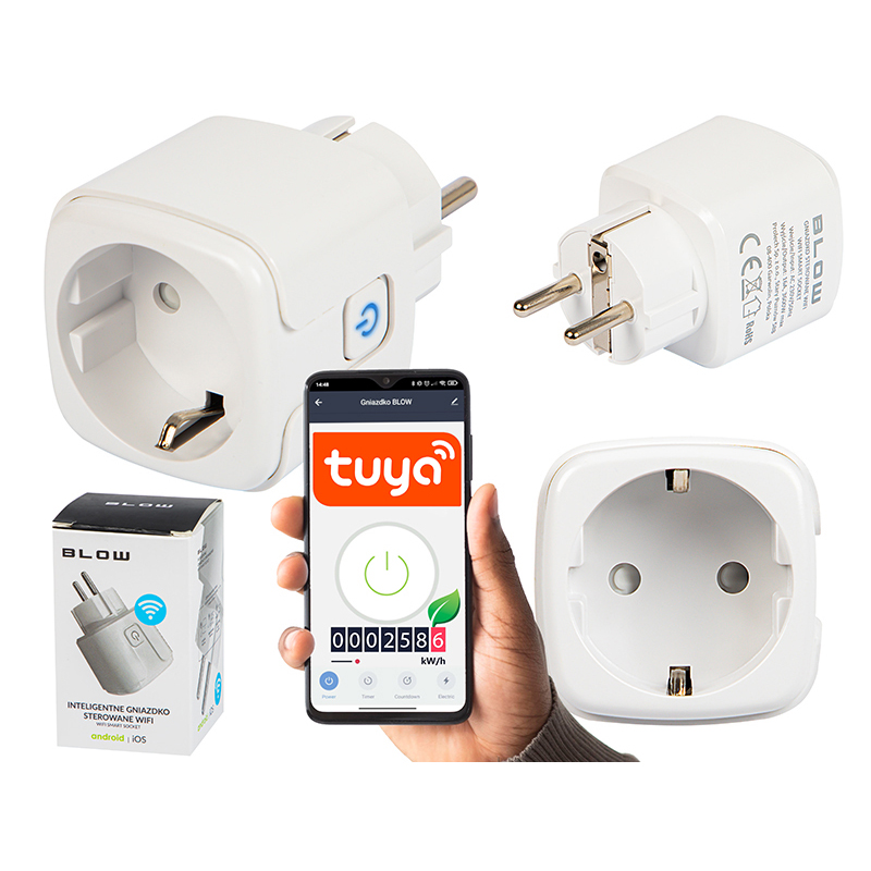 Smart πρίζα schuko WiFi TUYA V3 BLOW λευκή