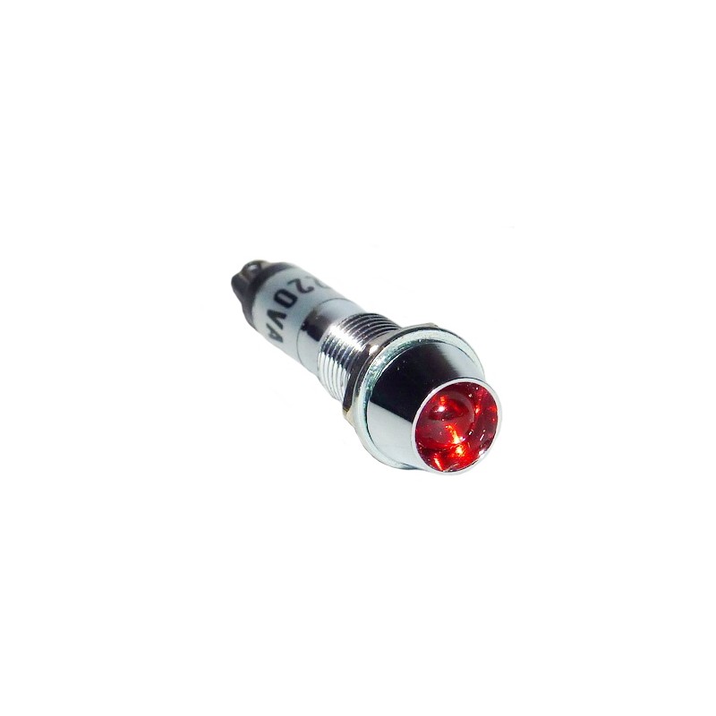 Ενδεικτική λυχνία 220V βιδωτή με LED κόκκινο μεταλλικό