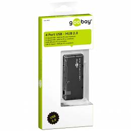 USB 2.0 Hub 4 θυρών, σε μαύρο χρώμα, Goobay 95670