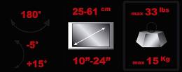 Βάση TV 10-24" 15kg GBS LCD-112