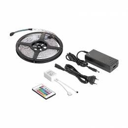 ΤΑΙΝΙΑ LED 5M (καλώδιο LED RGB, τηλεχειρισμός χρώματος, τροφοδοτικό)