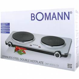 BOMANN Επιτραπέζια ανοξείδωτη ηλεκτρική εστία διπλή, 2500W. DKP 5033 E CB