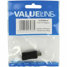 VLCP 60907B USB 2.0 USB micro B female - USB mini 5-pin male adapter