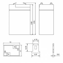 NOD LAB 6V4.5AH (Μπαταρία μολύβδου 6V-4.5AH.)
