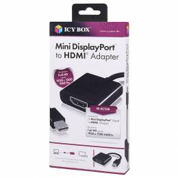 IB-AC538 - Αντάπτορας Mini DisplayPort 1.1 αρσ. σε HDMI θηλ., 0.15m.