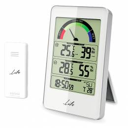 LIFE MONSOON Weather station with wireless outdoor sensor clock, white