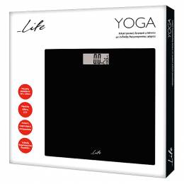 LIFE YOGA. Γυάλινη ηλεκτρονική ζυγαριά μπάνιου με ένδειξη θερμοκρασίας χώρου.