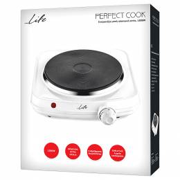 LIFE PERFECT COOK. Επιτραπέζια μονή ηλεκτρική εστία, 1500W.
