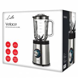 LIFE VELOCE.Μπλέντερ με γυάλινη κανάτα 1.5L, 800W.  221-0199