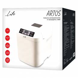LIFE ARTOS.Αυτόματος αρτοπαρασκευαστής 12 προγραμμάτων, 550W.