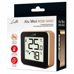 LIFE Alu Mini ROSE GOLD HYGROMETER & THERMOMETER 221-0228