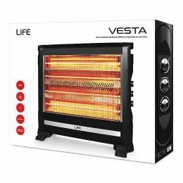 LIFE VESTA. Ηλεκτρική θερμάστρα χαλαζία 2800W, με ανεμιστήρα και υγραντήρα.