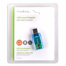 NEDIS USCR10051BU Sound Card, 3D sound 5.1, USB 2.0, Double 3.5 mm Connector