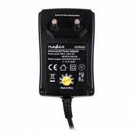 NEDIS ACPA002 Universal AC Power Adapter, 3/4.5/5/6/7.5/9/12 VDC, 1.5 A 233-0060