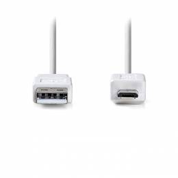 NEDIS CCGP60410WT10 USB 2.0 Flat Cable A Male - Micro B Male, 1m, White