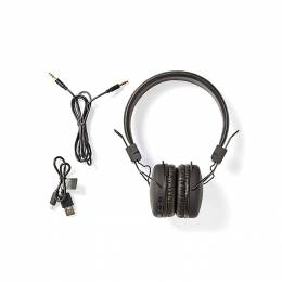 Ασύρματα ακουστικά με σύνδεση Bluetooth, σε μαύρο χρώμα.