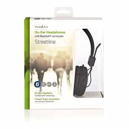Ασύρματα ακουστικά με σύνδεση Bluetooth, σε μαύρο χρώμα.