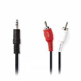 NEDIS STEREO AUDIO CABLE 3.5MM MALE TO 2XRCA MALE 20M BLACK - (CAGP22200BK200)