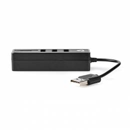 NEDIS UHUBCU2320BK USB Hub 3-Port USB 2.0 Card Reader SD/MicroSD Black