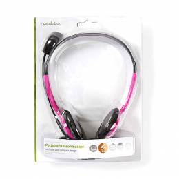 NEDIS CHST100PK PC Headset On-Ear 2x 3.5 mm Connectors 2.0 m Pink