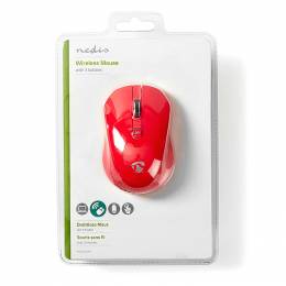 NEDIS MSWS400RD Wireless Mouse 800 / 1200 / 1600 DPI 3-Button Red 233-1634