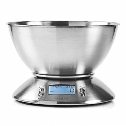 NEDIS KASC111SI Digital Kitchen Scales Illuminated LCD Temperature Alarm Clock M 233-1707