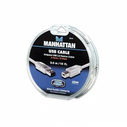 Manhattan καλώδιο USB Α σε USB B M/M cakebox ασημί 3m