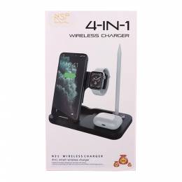 WIRELESS CHARGER 4 IN 1 (PHONE 15W/SMARTWATCH 2W/BLUETOOTH 3W/APPLE PENCIL 1W) USB-C 1m BLACK