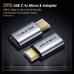 CABLETIME αντάπτορας USB Type-C σε USB Micro θηλυκό C160, γκρι