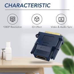CABLETIME αντάπτορας HDMI σε DVI 24+1 AV599, with Ring, 1080p, μπλε