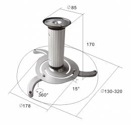 Βάση Οροφής για Projector 10kg 8-17cm Cabletech