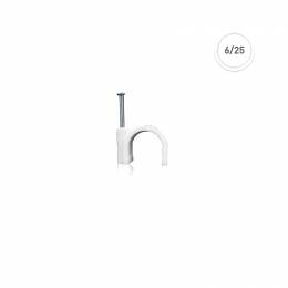 Eurolamp Ρόκα Στήριξης Καλωδίων 6/25mm Λευκό 100τμχ 147-48001