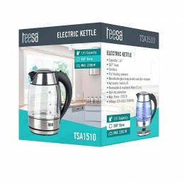 Ηλεκτρικός Βραστήρας TEESA 1.8L Γυάλινος Μαύρος