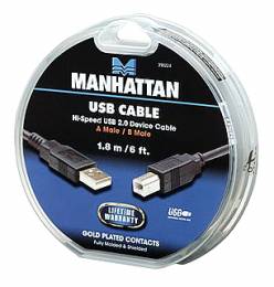 Manhattan καλώδιο USB Α σε USB B M/M cakebox μαύρο 1.8m