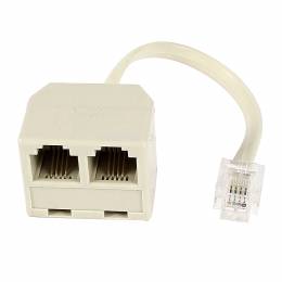 POWERTECH adapter 6p4c 1x αρσενικό 0.20cm σε 2x θηλυκό, RJ11, White