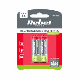 Επαναφορτιζόμενες μπαταρίες AA HR6 1.2V 2600mAh REBEL (2 τμχ)