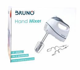 BRUNO Μίξερ χειρός, 6 ταχύτητες, 20cm αναδευτήρες & ζυμωτήρες, 300W