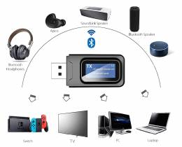 Wireless receiver & transmitter με οθόνη BT-005, bluetooth 5.0 EDR