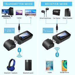 Wireless receiver & transmitter με οθόνη BT-005, bluetooth 5.0 EDR