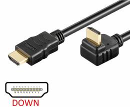 POWERTECH Καλώδιο HDMI (Μ) 19pin 1,4V, 90° down, 1.5m, μαύρο