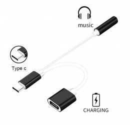 POWERTECH Converter USB Type-C σε 3.5mm & θηλυκό USB Type-C, λευκό