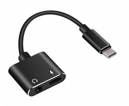 POWERTECH Converter USB Type-C σε 3.5mm & θηλυκό USB Type-C, μαύρο
