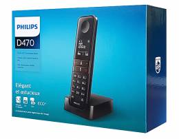 PHILIPS ασύρματο τηλέφωνο D4701B/34, με ελληνικό μενού, μαύρο