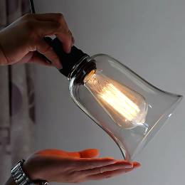 POWERTECH φωτιστικό οροφής HLL-0012, E27, γυάλινο, διάφανο