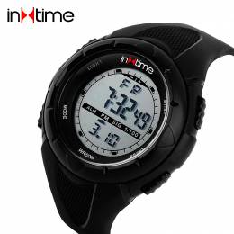 INTIME Ρολόι χειρός Chrono-04, Double time, EL φωτισμός, μαύρο