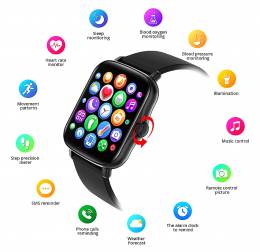 ΙΝΤΙΜΕ smartwatch P8 Plus 1.69" έγχρωμο IP67, HR & Blood pressure, μαύρο