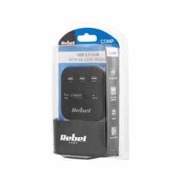 Hub USB 2.0 3 θυρών με αναγνώστη καρτών μνήμης Rebel