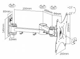 BRATECK επιτοίχια βάση LCD-151A, για οθόνη 23-42", 20kg