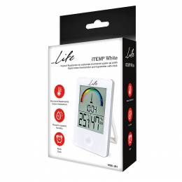 LIFE iTEMP White Thermometer/hygrometer with clock WES-101