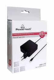 POWERTECH Φορτιστής laptop PT-703, USB Type-C PD, Universal, 65W, μαύρο